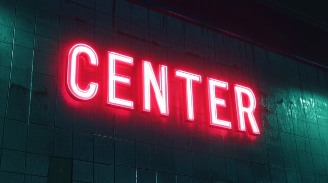 Red Neon Center Sign with Mild Warmth and Illuminating Glow