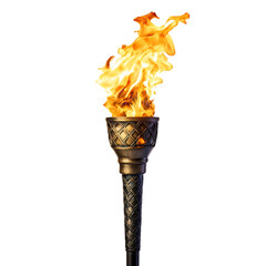 A Strong Fierce Flame Rising from a Burning Torch Isolated on Transparent Background
