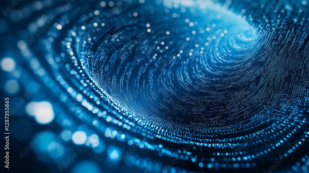 Poster futuristic blue technology background with abstract digital tech circle, glowing circuit elements, a