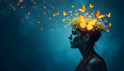 young woman with headphones