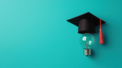 Graduation cap above a light bulb representing education and innovation