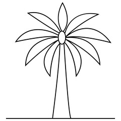 Stylized Palm Tree Logo – Elegant and Simple Nature Illustration for Tropical Themes, Transparent Background