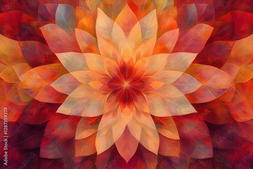 Aufkleber abstract floral design with warm autumn colors creating a beautiful and symmetrical pattern