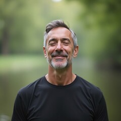 Fototapeta premium A portrait of a happy man in nature.