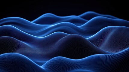 Obraz premium Abstract Blue Waveforms: A Digital Landscape of Serene Undulations