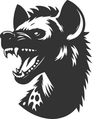 A hyena baring its teeth, in a menacing snarl animal silhouette vector