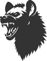 Fototapeta premium A hyena baring its teeth, in a menacing snarl animal silhouette vector
