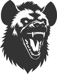 A hyena baring its teeth, in a menacing snarl animal silhouette vector