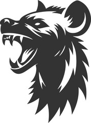 A hyena baring its teeth, in a menacing snarl animal silhouette vector