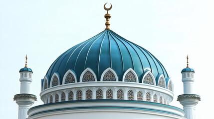 Teal And White Mosque Dome With Intricate Details