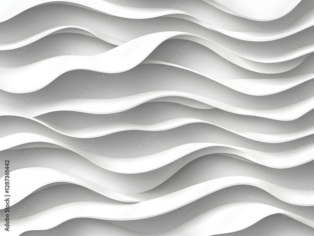 Poster abstract white wave pattern with smooth curves and flowing lines for modern background design