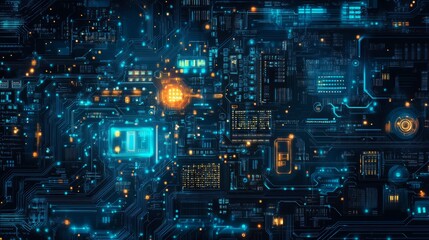 Digital connection technologies background featuring abstract glowing network lines, data flow, and high-tech circuit elements in a modern blue and purple neon theme for innovation and communication c