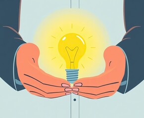 Effective crisis management skills for leaders Hands Holding Light Bulb Symbolizing New Ideas and Innovative Thinking in Bright Conceptual Design