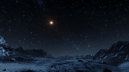 Night landscape with stars and milky way in the forest.
