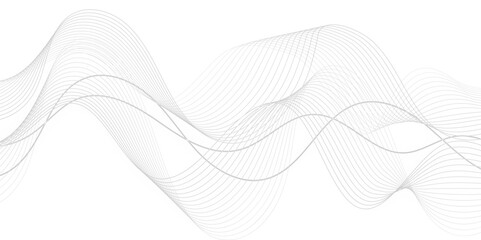 Abstract digital smooth white and grey curve wavy lines wave graphic thin white background design.