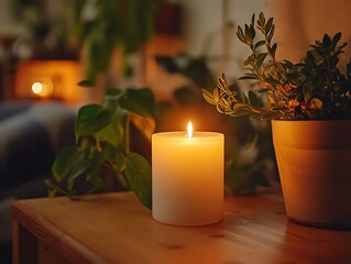 Cozy Candlelit Plant Nook