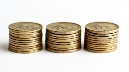 Rising wealth three stacks of coins with upward growth financial landscape image series prosperity concept