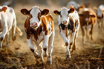 High Definition Image of Cows Running in the Ground