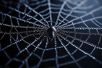Obraz premium Dewdrop Spiderweb Night