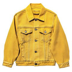 Naklejka premium Yellow Denim Jacket with Button Closure Isolated on Transparent Background