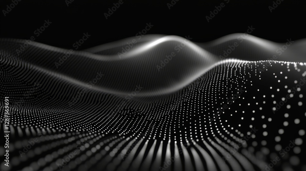 Poster futuristic data technology background featuring abstract network of connecting dots and lines on a d