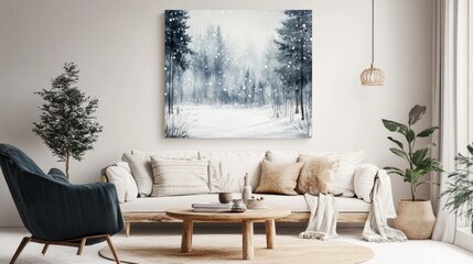 Captivating snowfall journey snowy woods watercolor landscape serene environment scenic viewpoint tranquil concept