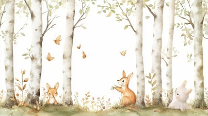 Creating serenity birch trees watercolor landscape nature peaceful setting artistic view tranquil emotions