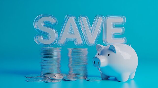 Stacked transparent save letters on daab urban setting graphic design contemporary environment creative concept