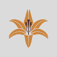 A Flat-Style lily flower on a Plain White Background