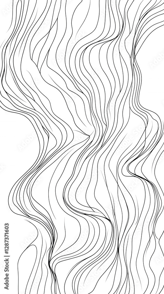 Poster abstract flowing lines create a dynamic and organic pattern on a white background in a minimalist st