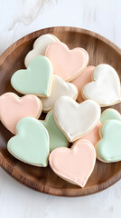 Obraz premium Delicious heart-shaped cookies home kitchen food photography bright environment top view sweet treats for any occasion