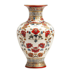 Vibrant Chinese Porcelain Vase with Floral Design Isolated on Transparent Background