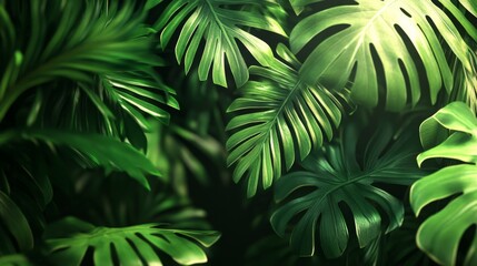 Exploring tropical foliage patterns rainforest digital art lush environment close-up green leaf concept