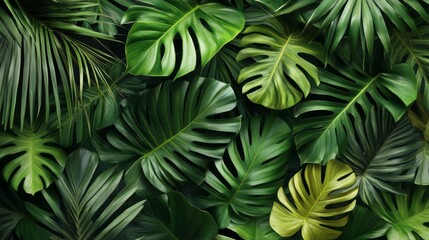 Enhancing tropical green leaves pattern tropical forest digital art lush environment aesthetic viewpoint decorative concept