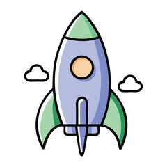 Rocketship Space Exploration Launch Icon
