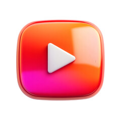 YouTube Play Button Gradient Red to Pink Isolated on Transparent Background