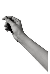 Halftone hand gesture as collage graphic element. Vintage punk grunge arm dotted pattern stickers. Retro trendy doodle hands vector illustration for posters