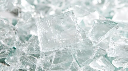 Obraz premium Broken glass shards closeup, recycling texture background