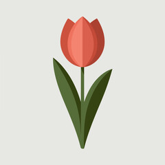 A Flat-Style tulip flower on a Plain White Background