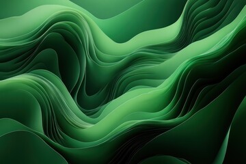 Abstract Green Waves: A Serene Digital Art Piece