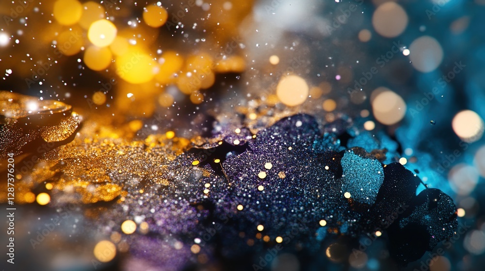 Poster vibrant abstract background with glittering particles and bokeh light