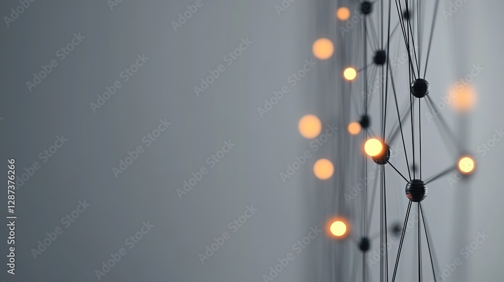Poster abstract connection of lights and lines in modern design aesthetics