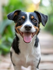 Happy dog in garden. Possible use stock photo