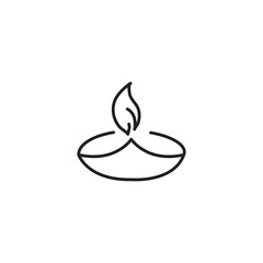 Diwali diya icon, vector simple flat black linear illustration for web and app..eps