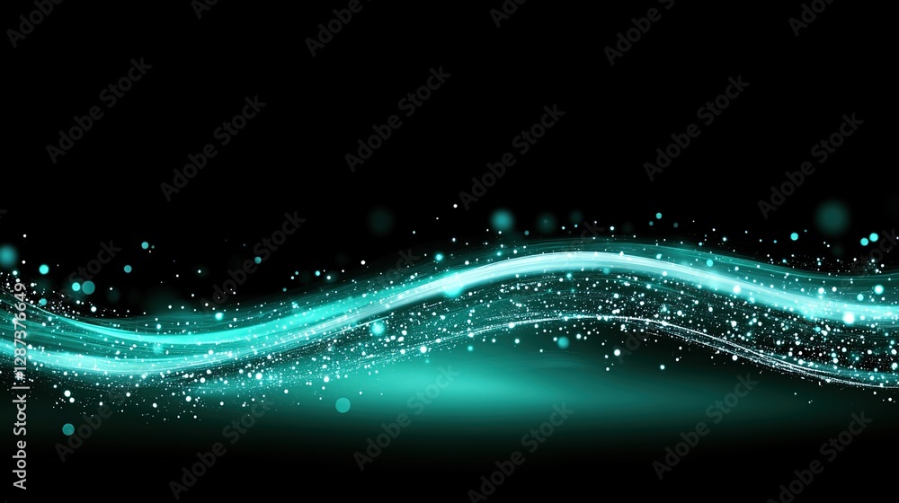 Poster elegant abstract waves with sparkles on a dark background