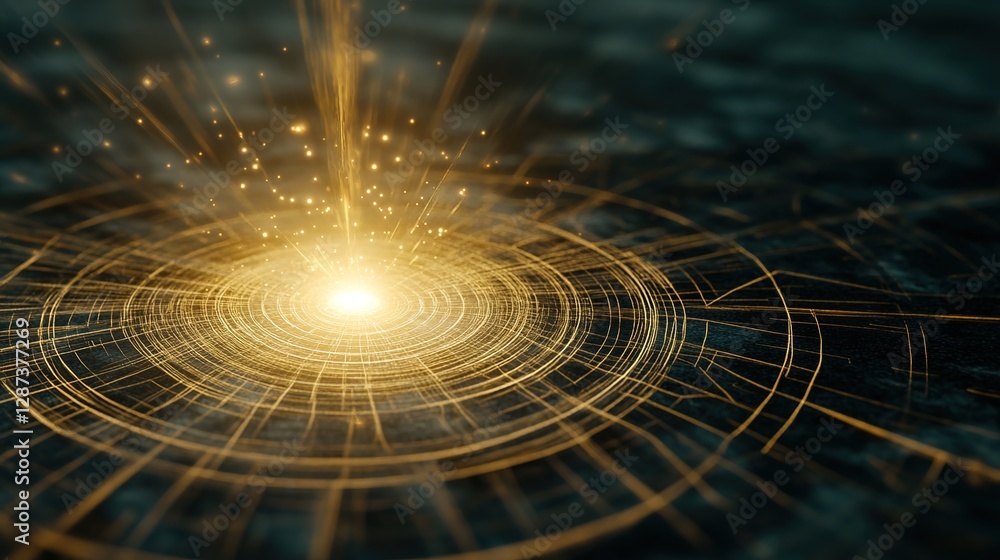 Poster dynamic abstract light burst with radiant lines and sparkling effects