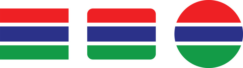 Gambia Flag Designs in Different Shapes.