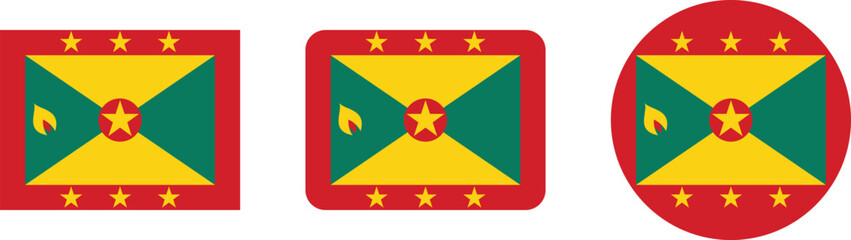 Grenada Flag Variations: Square and Circular Designs