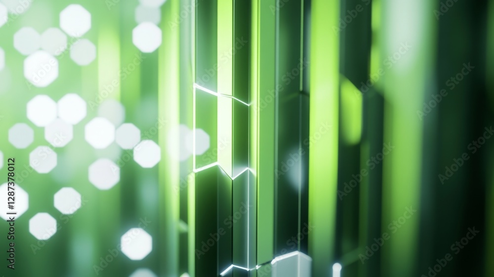 Poster creating a vertical gradient over hexagon bokeh transition digital art virtual space graphic design 
