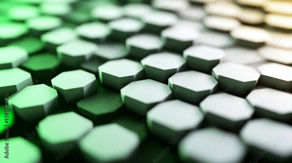 Poster creating a vertical gradient over hexagon bokeh transition digital art online graphic design abstrac